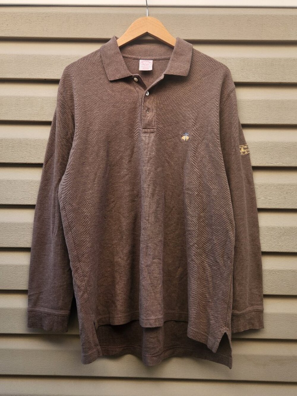 Brooks Brothers Long Sleeve Polo Accent Logo Brown Loungewear Mens Size Large